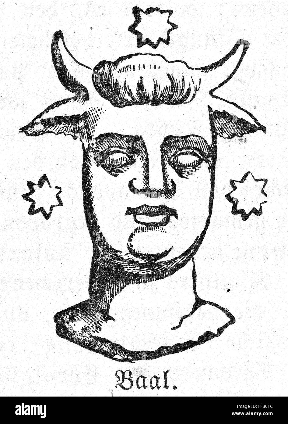 Mitología: BAAL. /NCanaanite deidad. El grabado en madera, del siglo XIX. Foto de stock