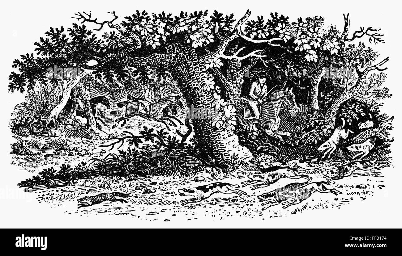 Inglaterra: la caza del zorro, 1800. /NWood grabado, inglés, C1800. Foto de stock