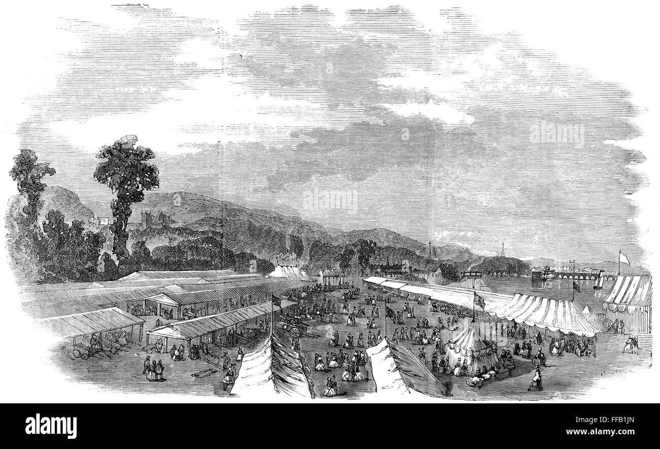 Inglaterra: Country Fair. /NWood grabado, inglés, 1859. Foto de stock