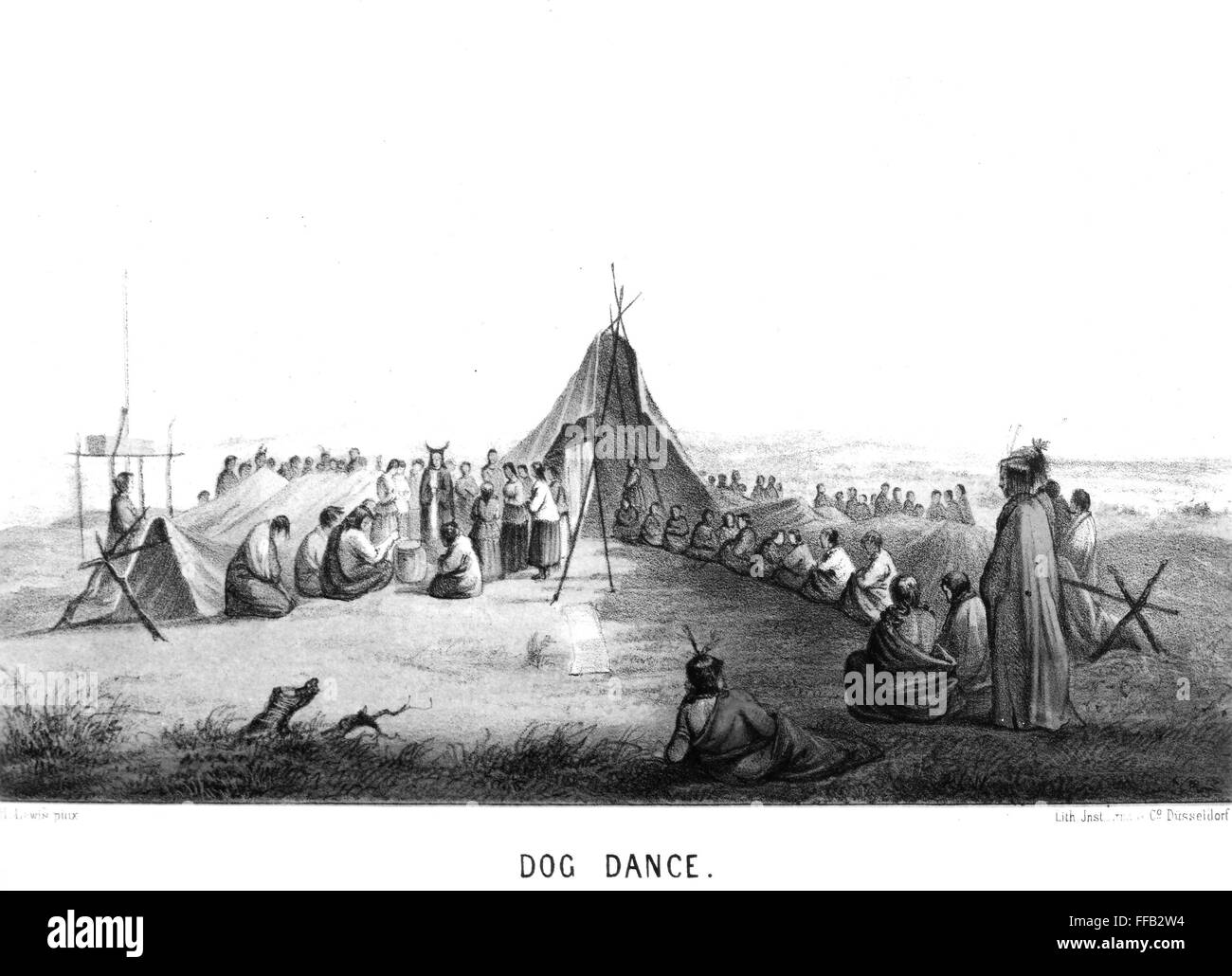 Los nativos americanos Perro Danza, 1857. /NA representación alemana