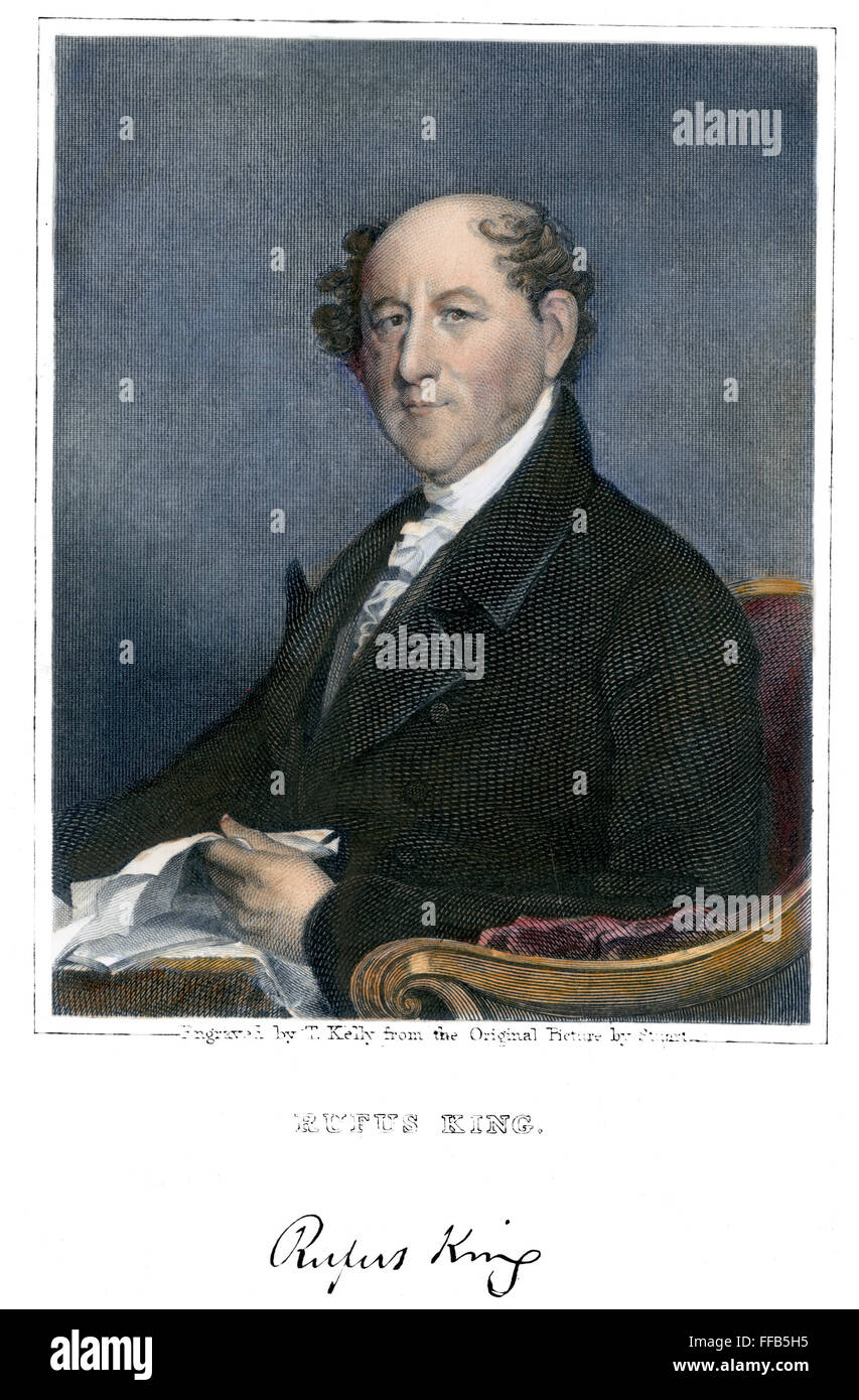 RUFUS KING (1755-1827). /NAmerican líder político. Grabado en color, 1836. Foto de stock
