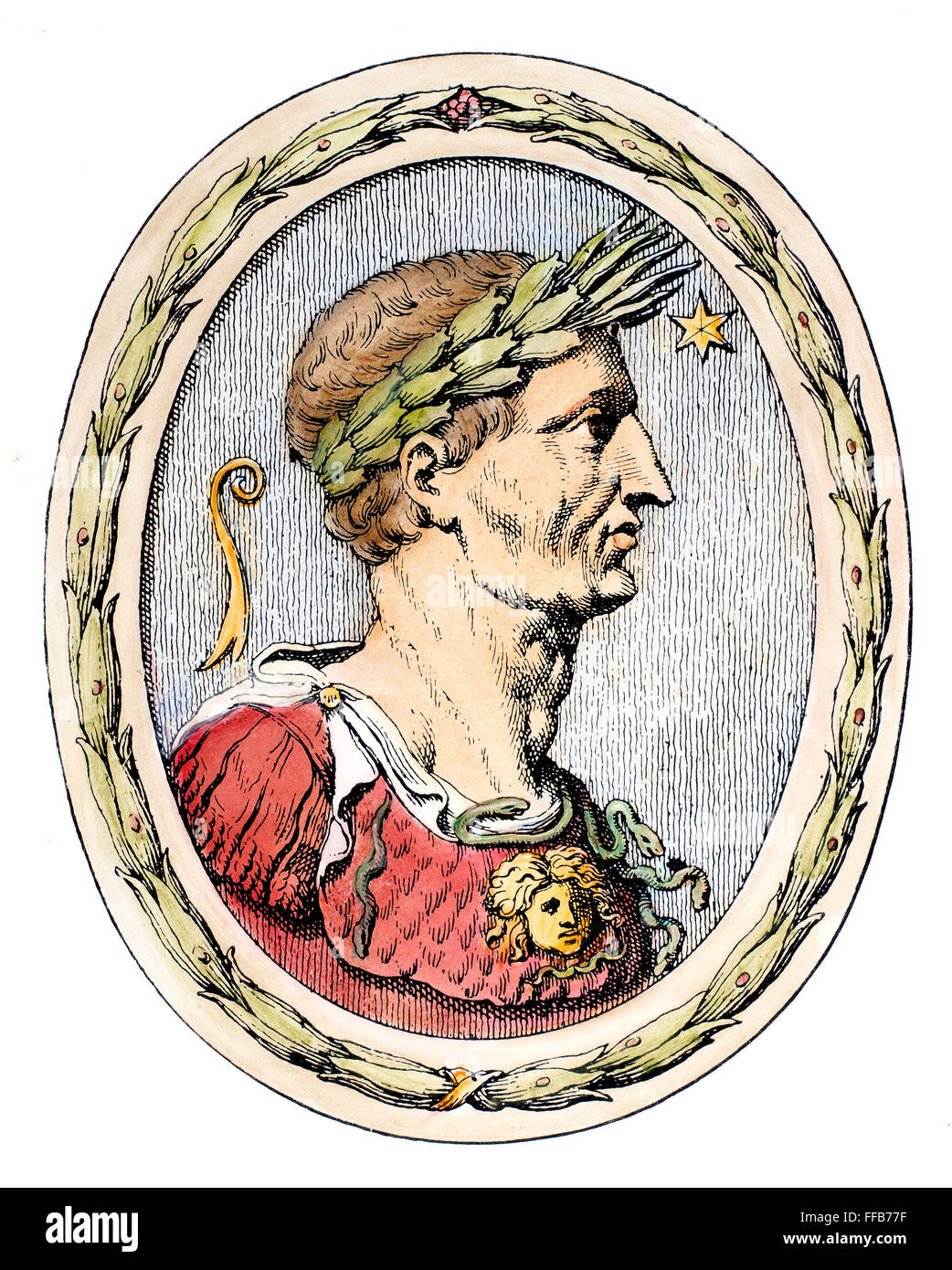 Julio César (100-44 a.C.). /NRoman general y estadista. Grabado de línea. Foto de stock