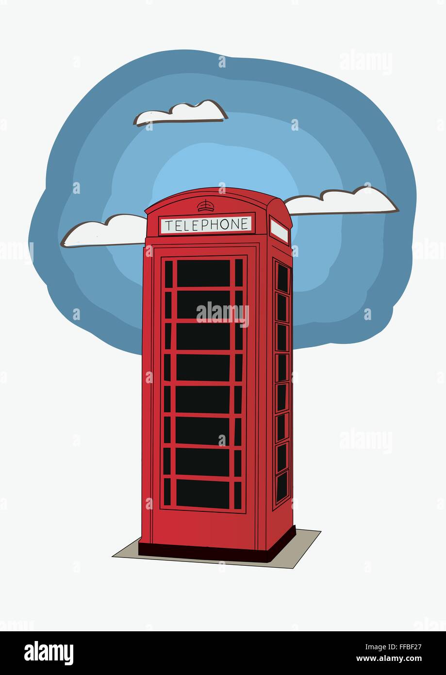 Teléfono Rojo box - Londres, Reino Unido. ilustración vectorial para periódico o revista Ilustración del Vector