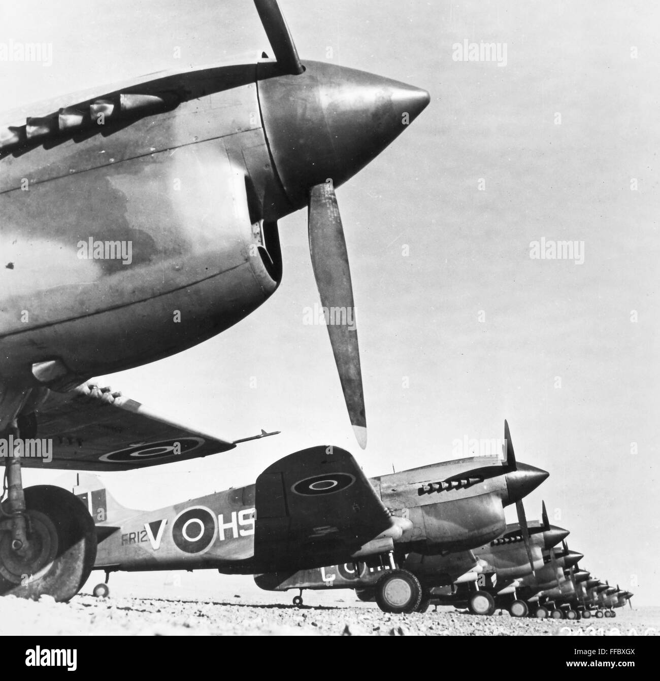CURTISS P-40 aviones de combate. /NCurtiss P-40 Tomahawk de combate y aviones de ataque a tierra de la Real Fuerza Aérea británica. Fotografía del siglo de mid-20th. Foto de stock