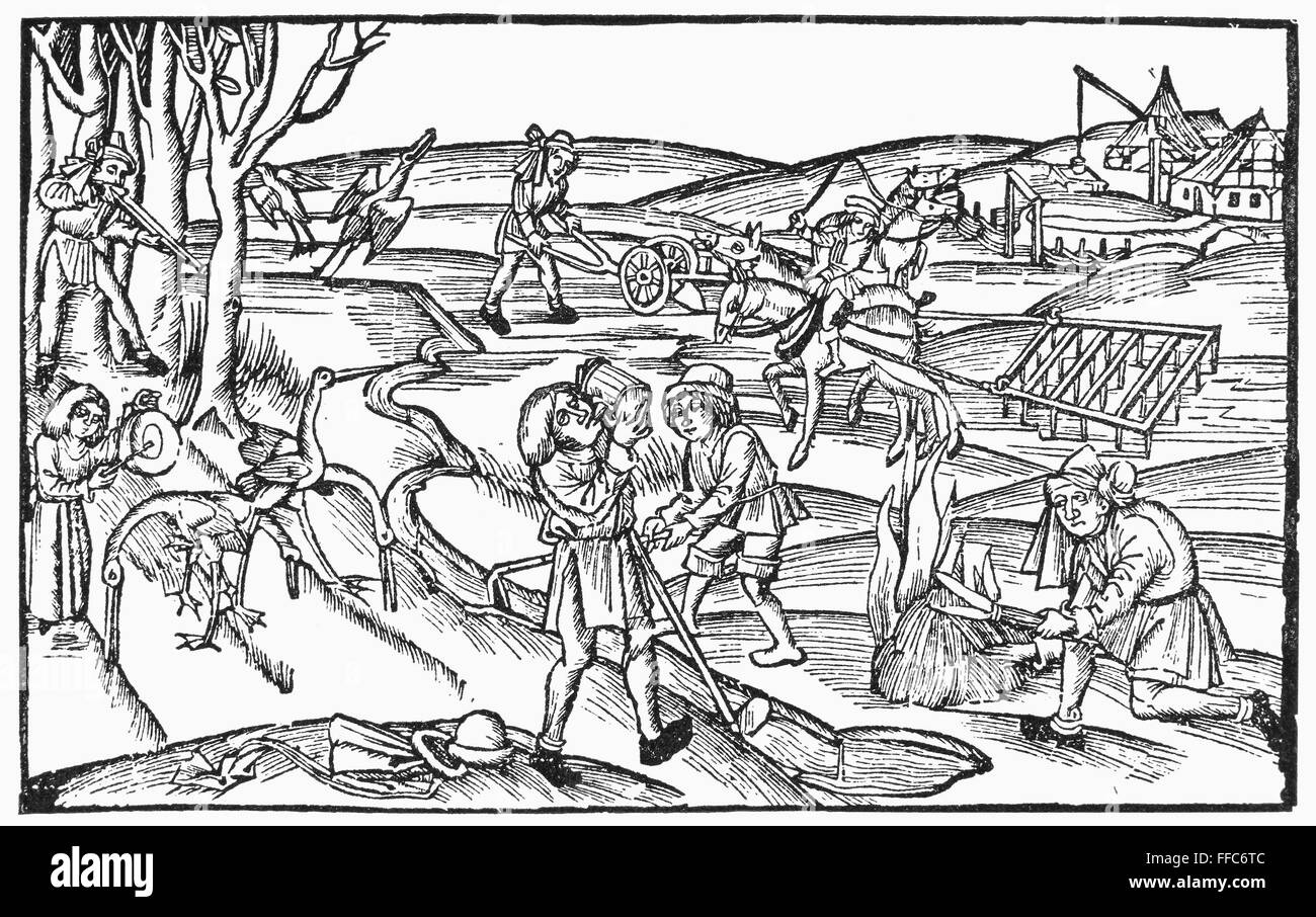 COUNTRY LIFE, 1504. /NWoodcut, 1504. Foto de stock