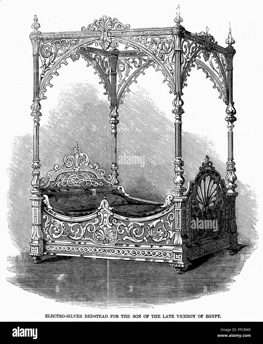 Egipto la cama del Virrey, 1857. /NElectro catre de plata para el hijo