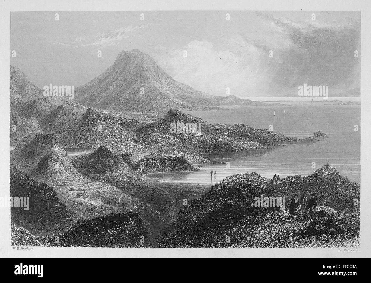 Irlanda: LOUGH CONN, c1840. /NView de Lough Conn y monte Nephin, en el condado de Mayo, Irlanda. Acero grabado, Inglés, c1840, después de William Henry Bartlett. Foto de stock
