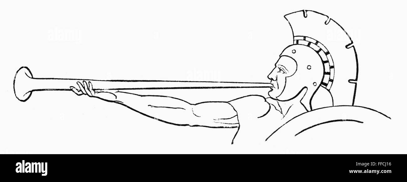 SALPINX romana antigua. /NA salpinx, trompeta, instrumento parecido al