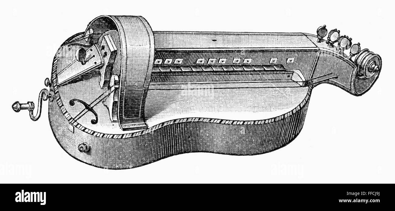 Instrumento: ZANFOÑA. /NA organistrum medieval o renacentista, zanfoña. de línea, a finales del siglo Fotografía de stock - Alamy