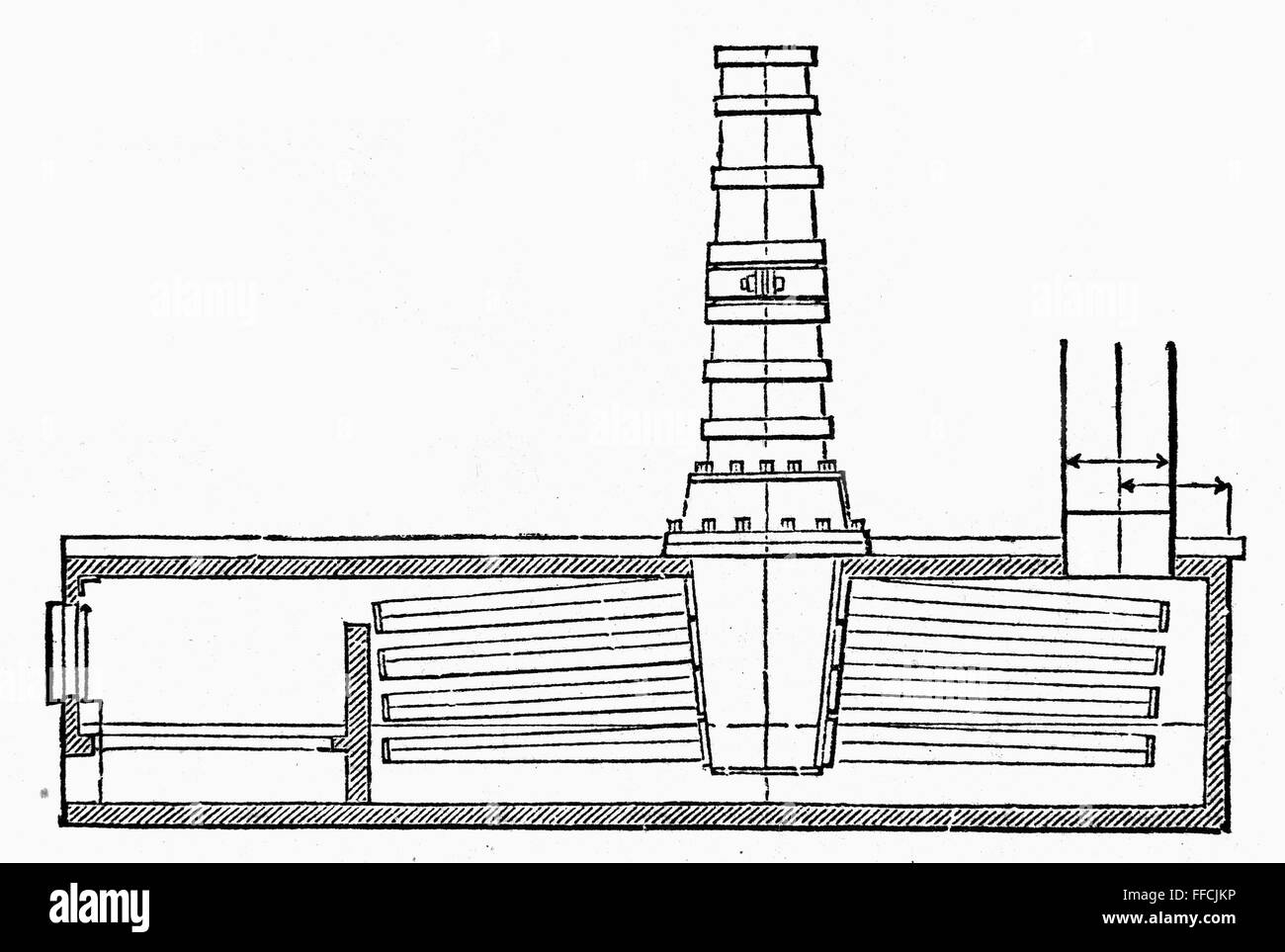 STEVENS: Sección caldera. /NSectional caldera a bordo de buques a vapor, construido por Robert L. Stevens. Grabado de línea, del siglo XIX. Foto de stock