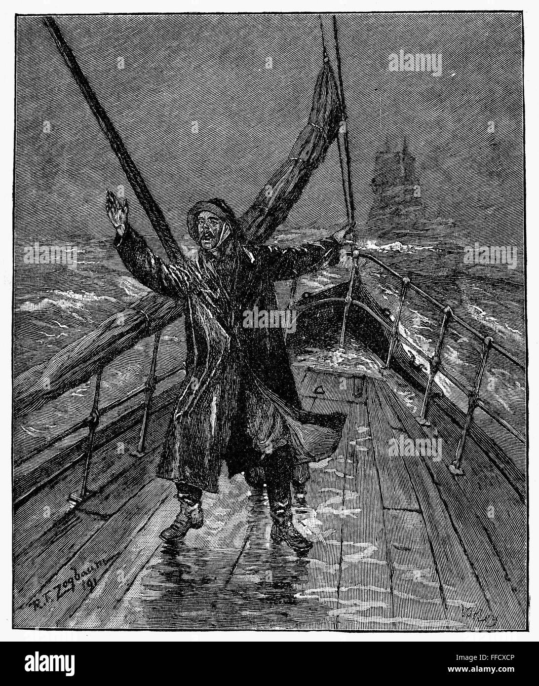 Barco: plataforma mirador, 1891. /N'Dira por delante." El grabado en madera, inglés, 1891. Foto de stock