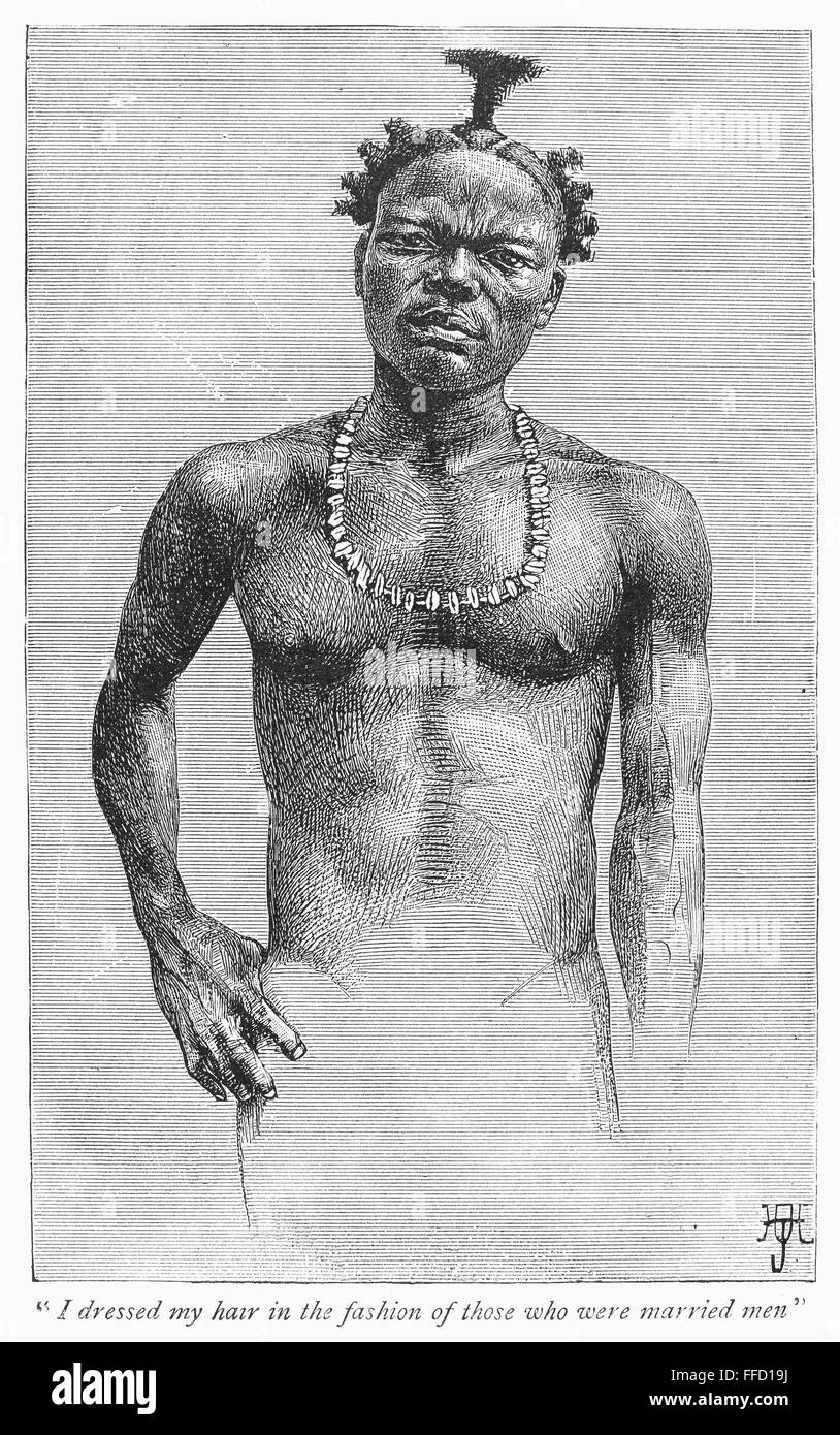 África oriental, 1889. /Nlínea grabado, 1889. Foto de stock