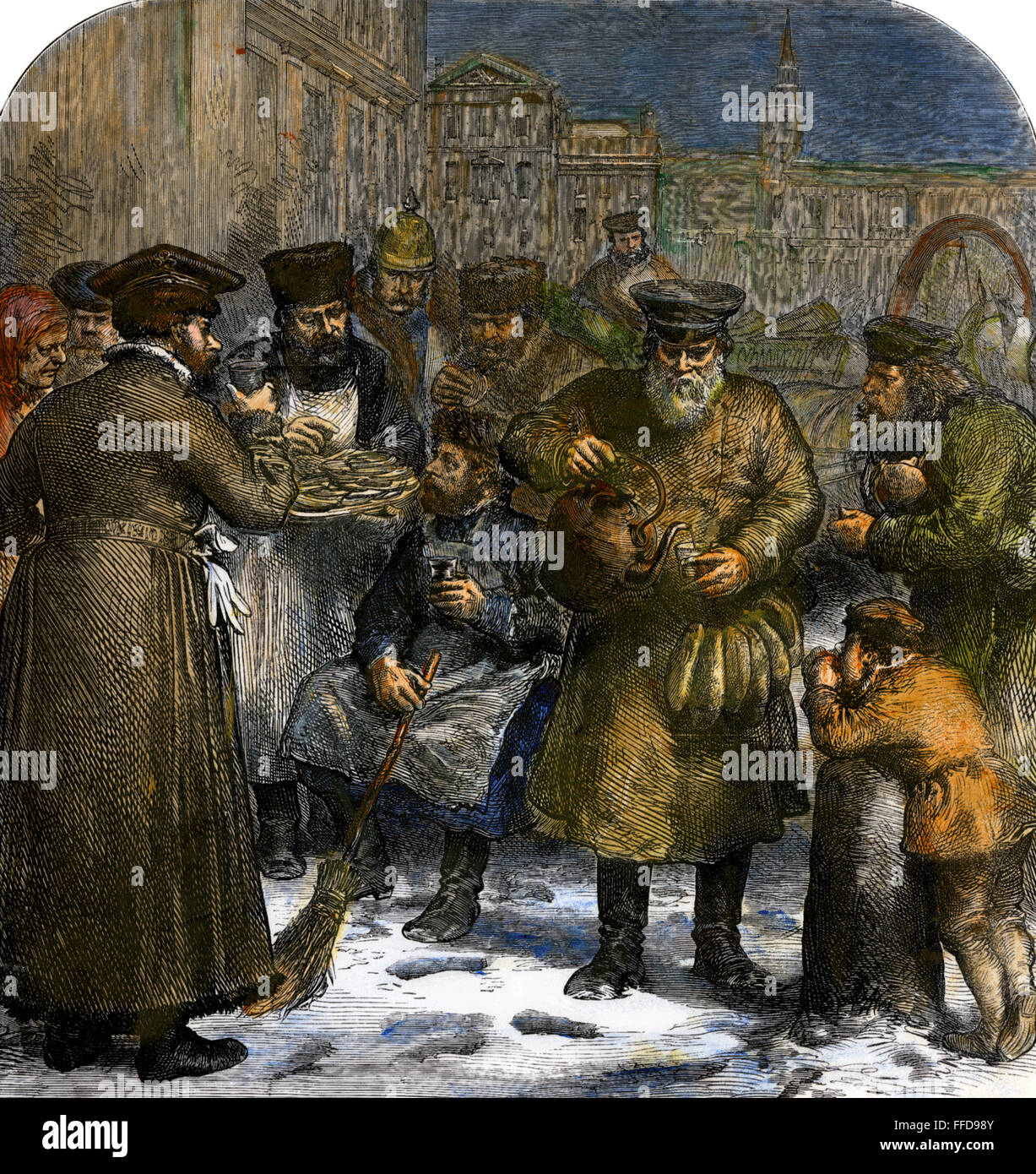 Rusia: proveedor de té, 1874. /NA proveedor de té en las calles de Moscú. El grabado en madera, inglés, 1874. Foto de stock