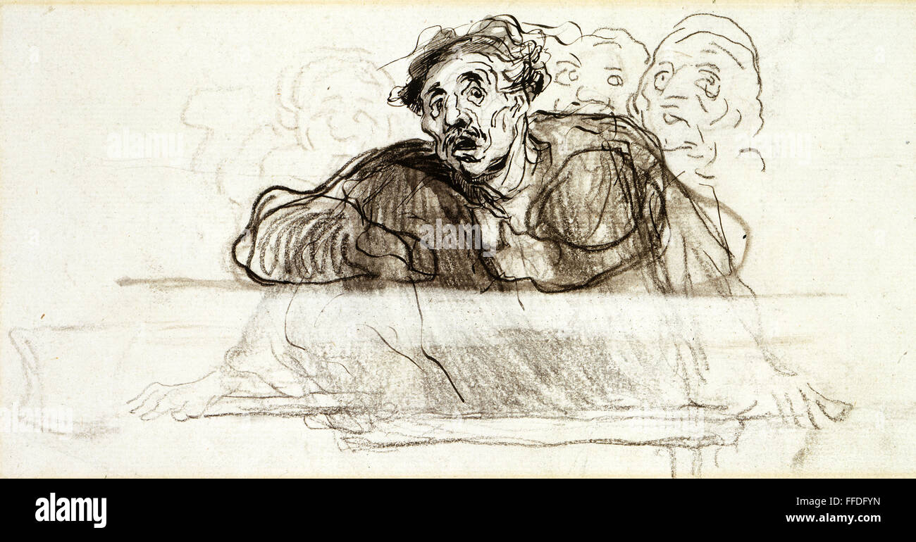 DAUMIER: el hombre. /NCharcoal bosquejo de HonorΘ Daumier (1808-1879). Foto de stock