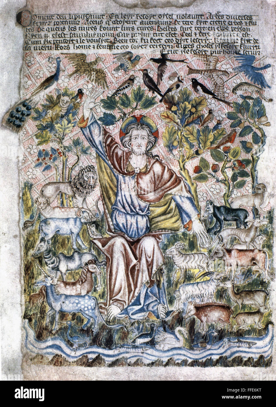 Génesis. /Nel Creador. Iluminación manuscrita de la Biblia Holkham