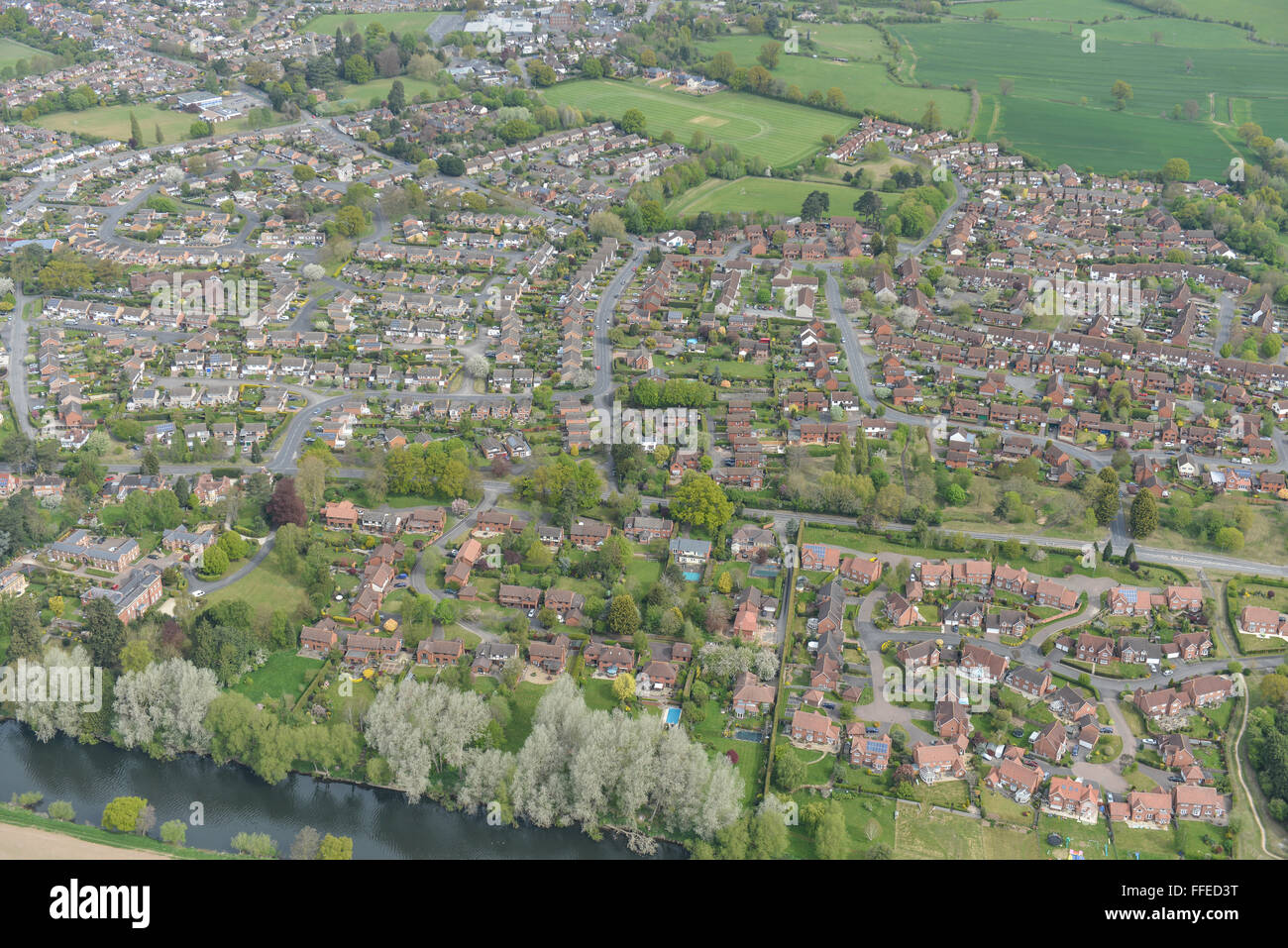 Una vista aérea de la zona del parque de Hampton de Hereford Foto de stock