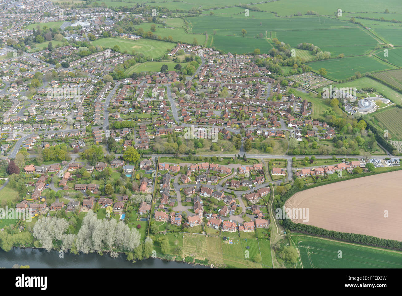 Una vista aérea de la zona del parque de Hampton de Hereford Foto de stock