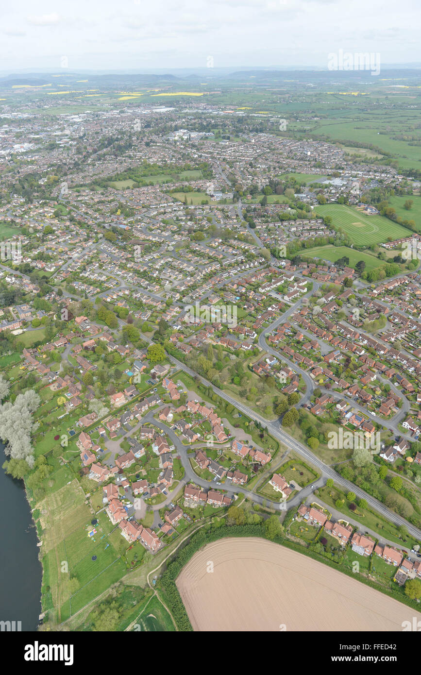 Una vista aérea de la zona del parque de Hampton de Hereford Foto de stock