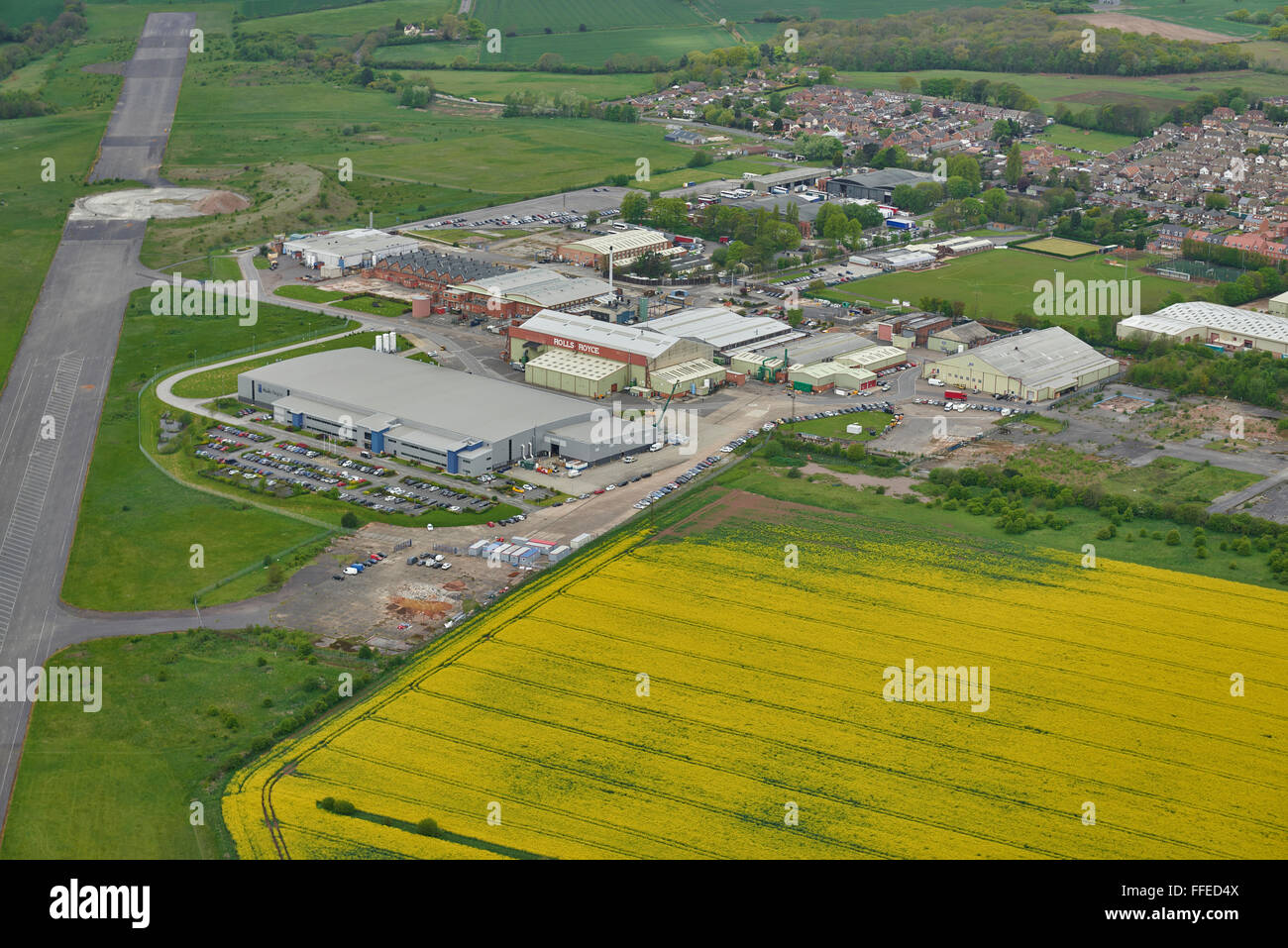 Una vista aérea del aeródromo Hucknall cerca de Nottingham Foto de stock