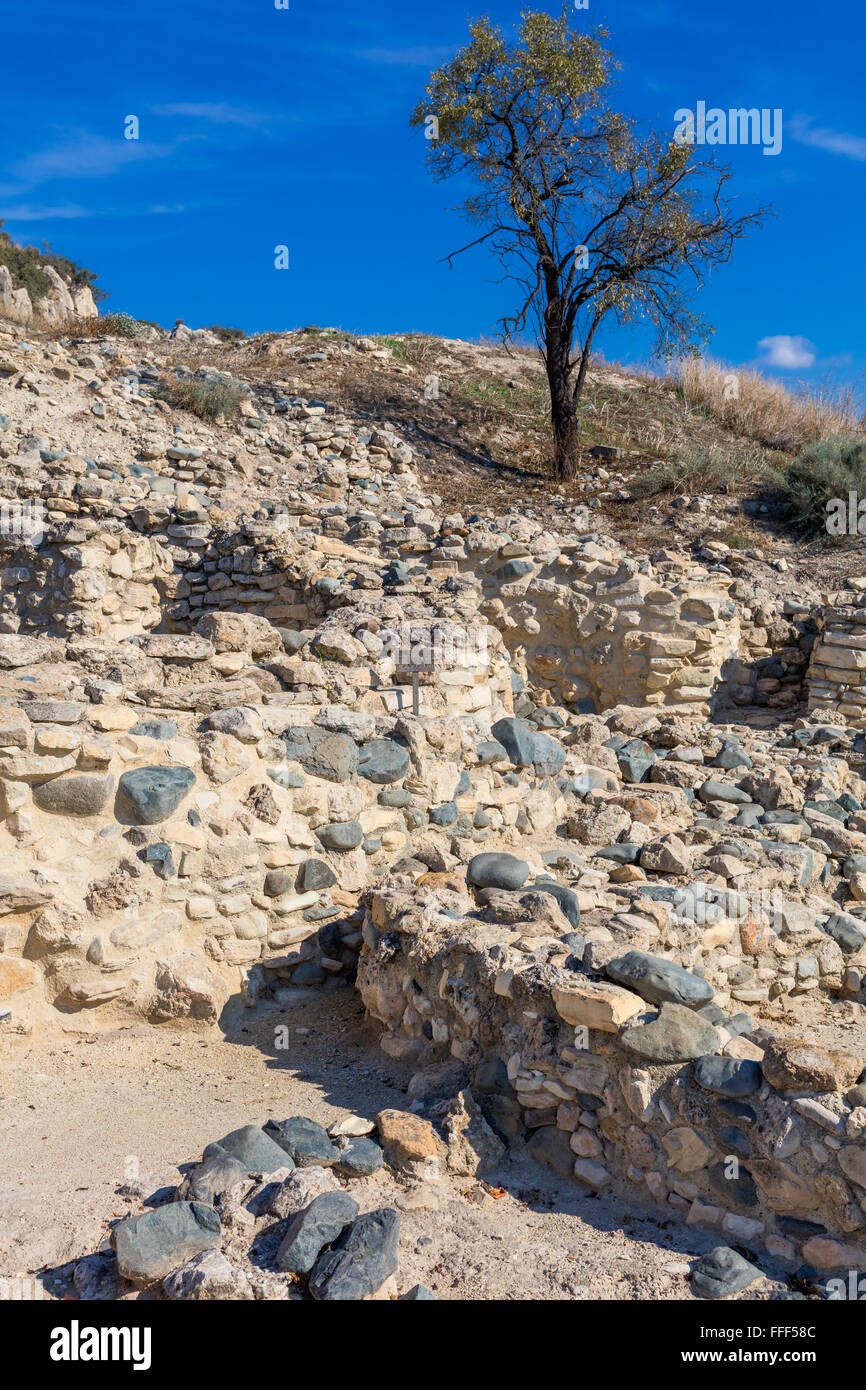 Sitio arqueológico Khirokitia, Chipre Foto de stock