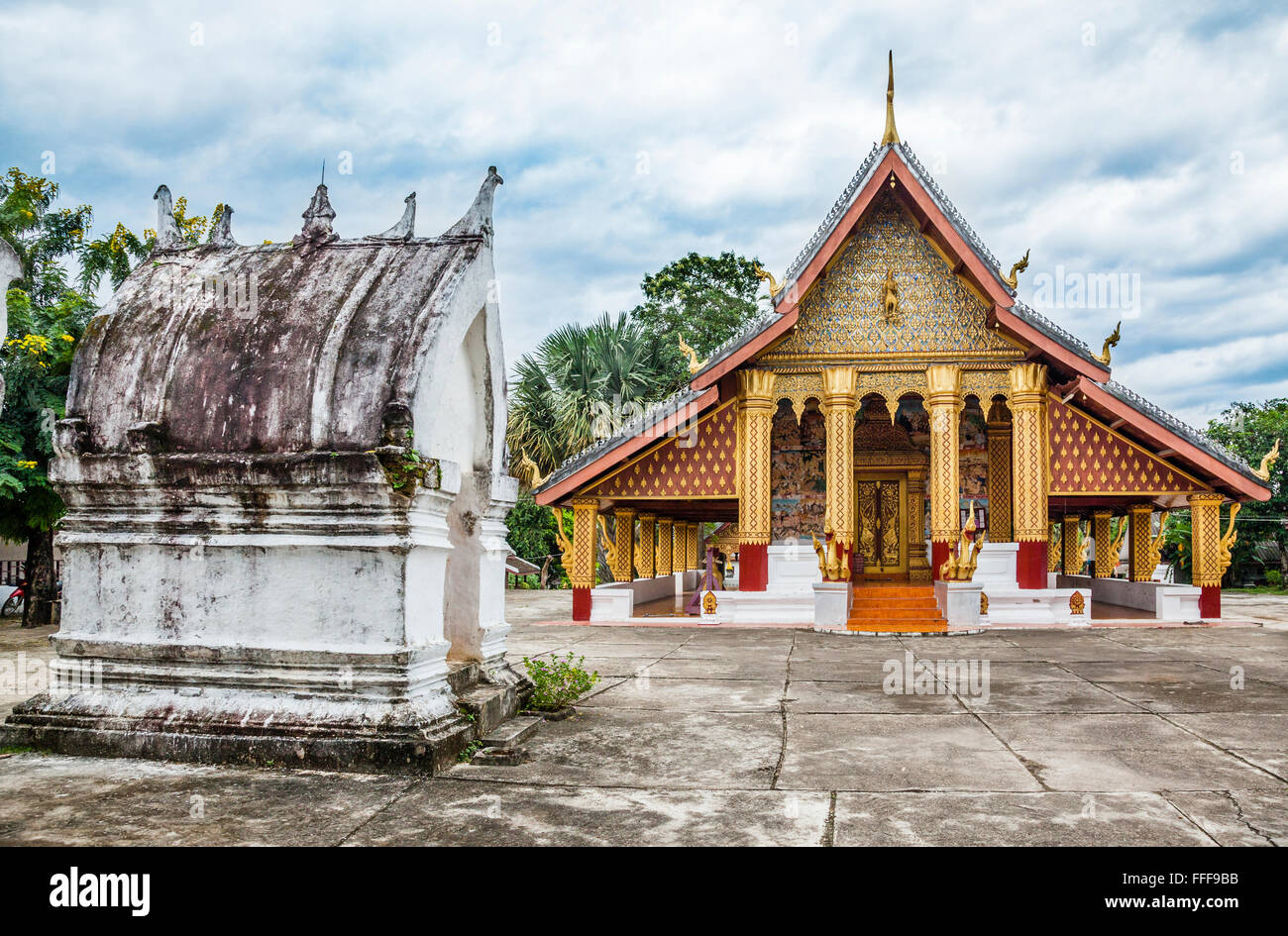 La República Democrática Popular Lao, Luang Prabang, Wat Hosian Voravihane templo budista Foto de stock