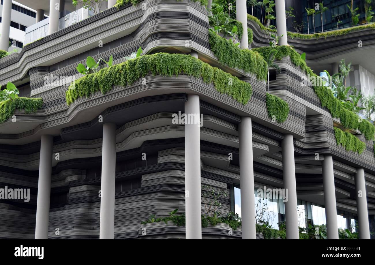 Singapur: fachada hotel con jardines colgantes stock - Alamy