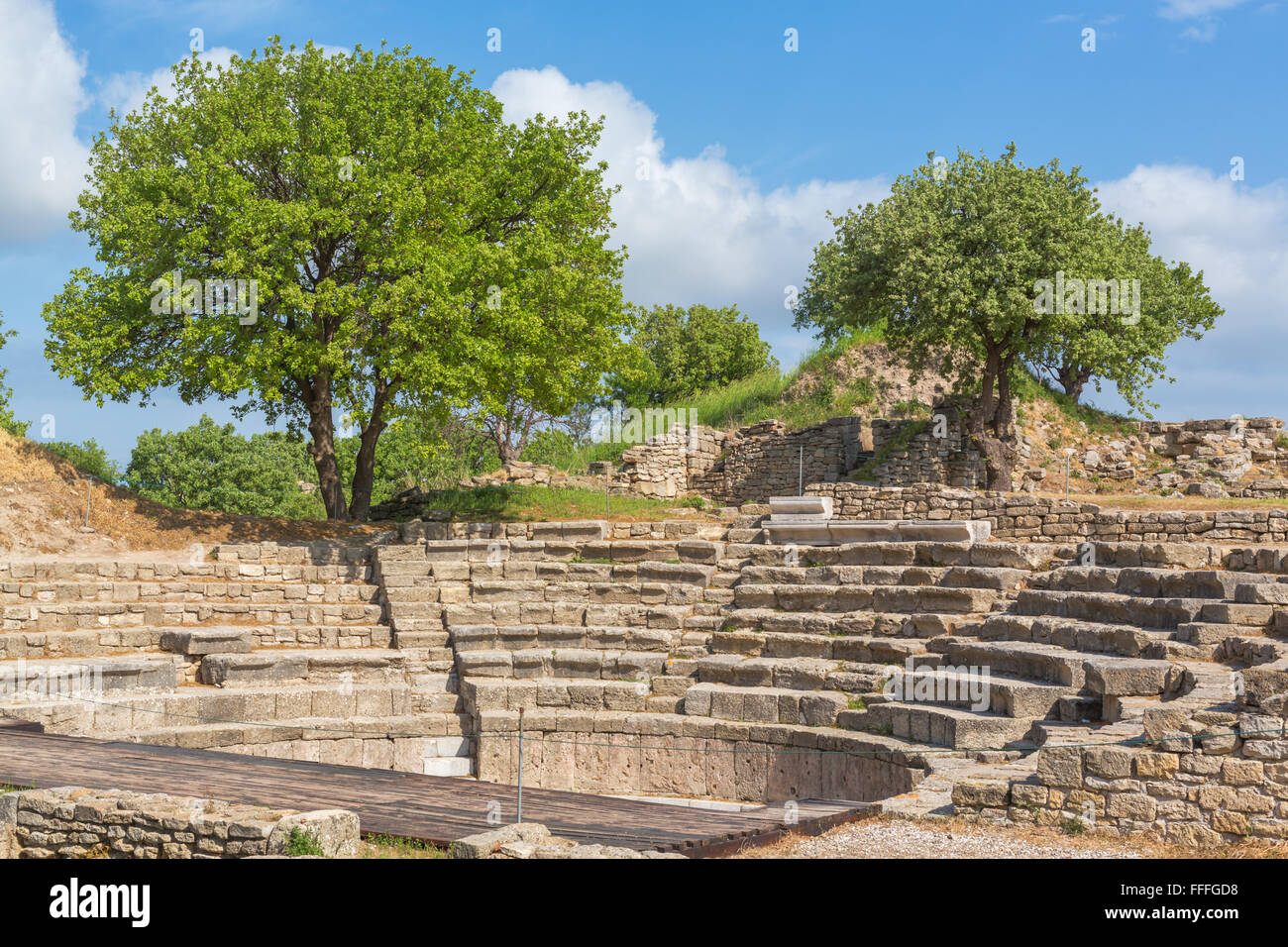 Odeon, las ruinas de la antigua provincia de Troy, Canakkale, Turquía Foto de stock