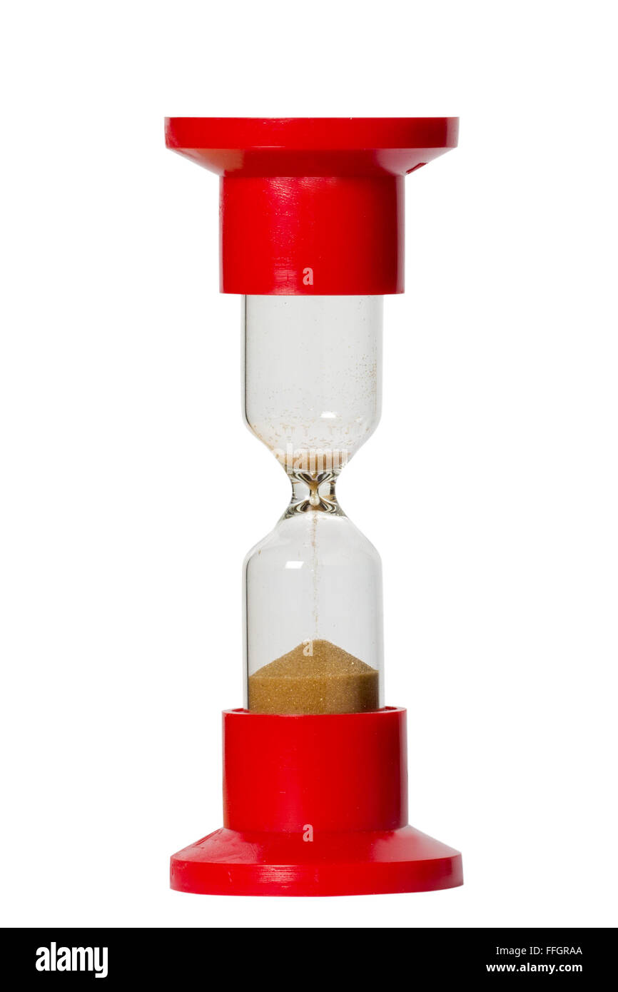 Sandglass aislado en blanco con trazado de recorte Foto de stock