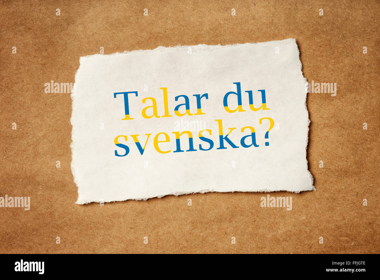 Talar du Svenska, ¿hablan sueco, cuestión impresa en papel mojado, el concepto de escuela de idiomas. Foto de stock
