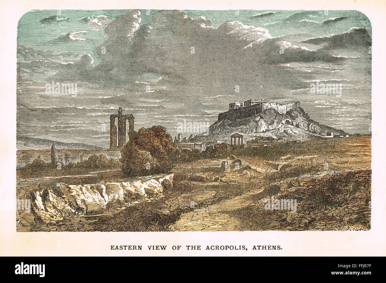 Vista oriental de la Acrópolis, circa 1896 Foto de stock