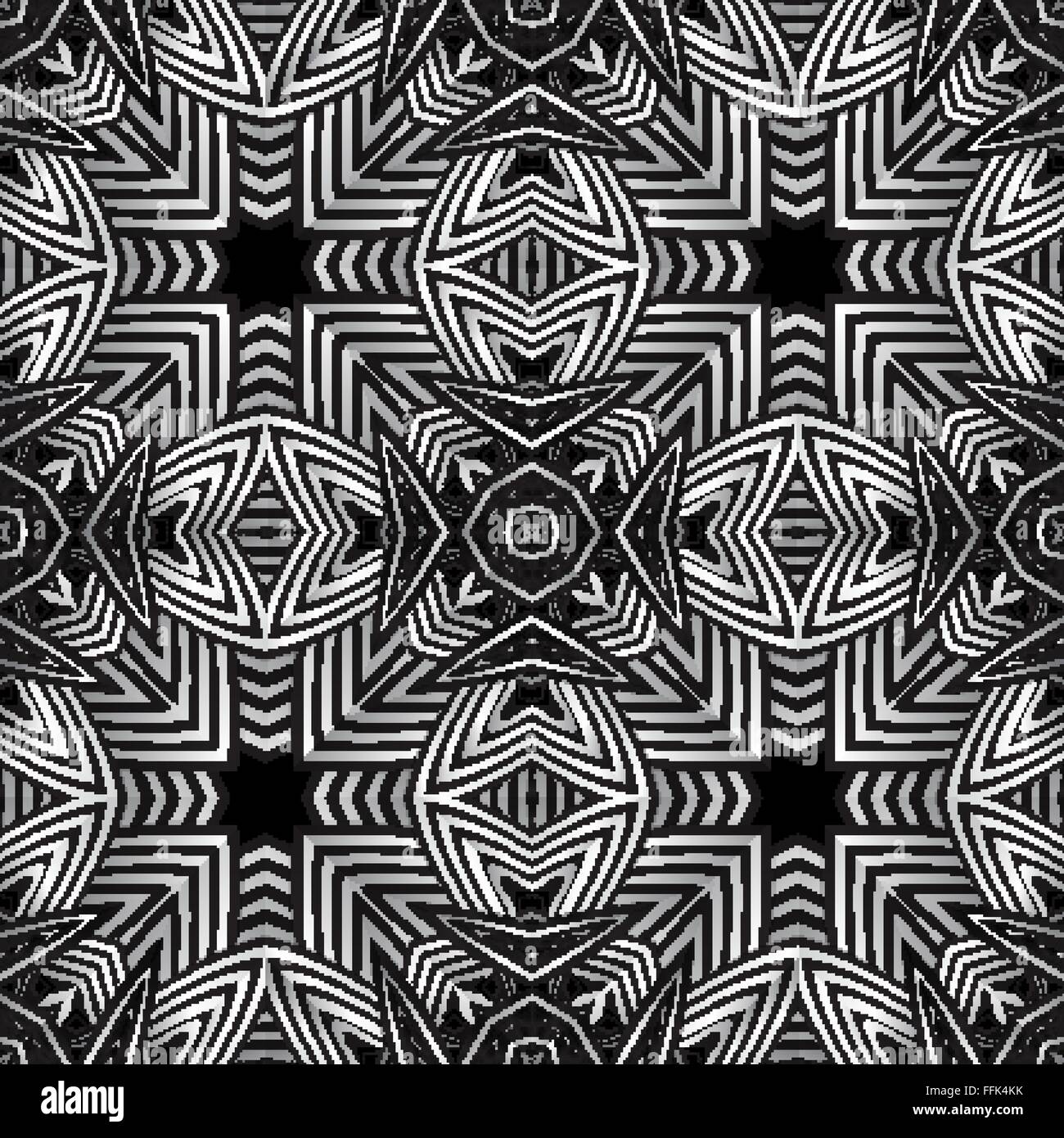 Resumen de vectores de arte decoración diseño óptico ilusión perfecta aislados de patrón fondo negro Ilustración del Vector