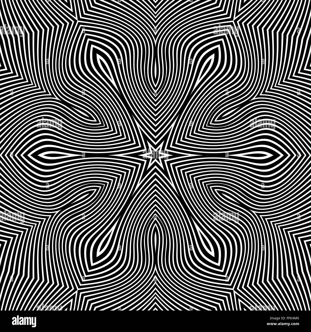 Vector de color blanco estrella abstracta optical art ilusión decoración diseño aislado de patrón sin fisuras con fondo negro Ilustración del Vector