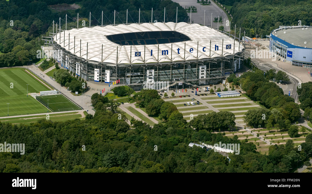 Vista aérea, Imtech Arena, HSV Arena, HSH Nordbank Arena, en Hamburgo, en el estadio de la liga nacional, Hamburgo, Hamburgo, Alemania, Europa Foto de stock