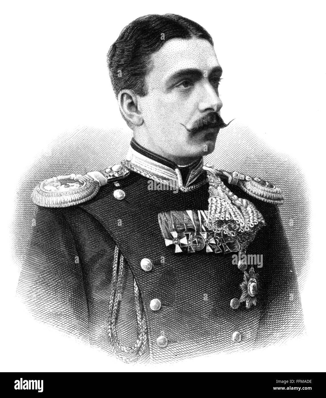 Alexander I, 5.4.1857 - 17.11.1893, Príncipe de Bulgaria 29.4.1879 - 3.9.1886, retrato, litografía de agosto Wegener, siglo II mitad 19, Foto de stock