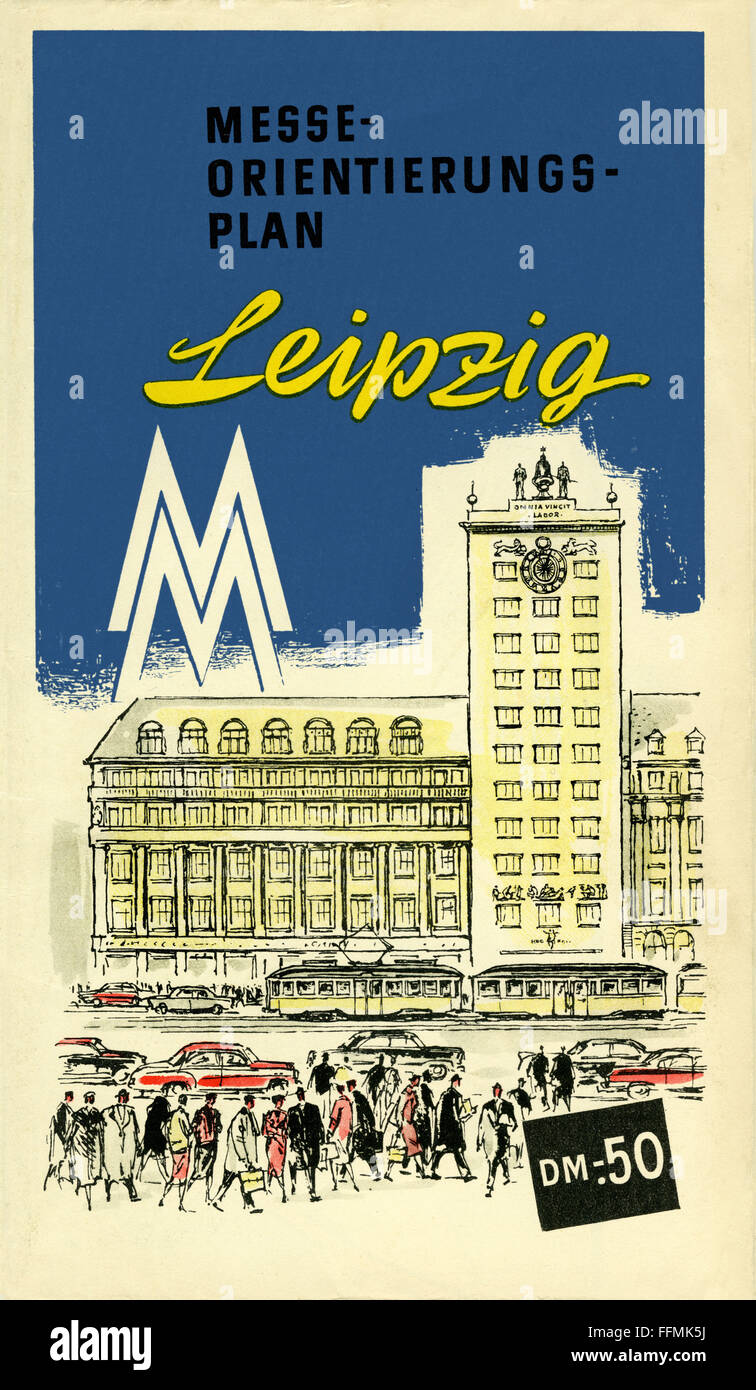 Comercio, Feria de Leipzig, mapa de orientación de la feria, Leipzig, Alemania, este-Alemania, alrededor de 1962, Derechos adicionales-Clearences-no disponible Foto de stock