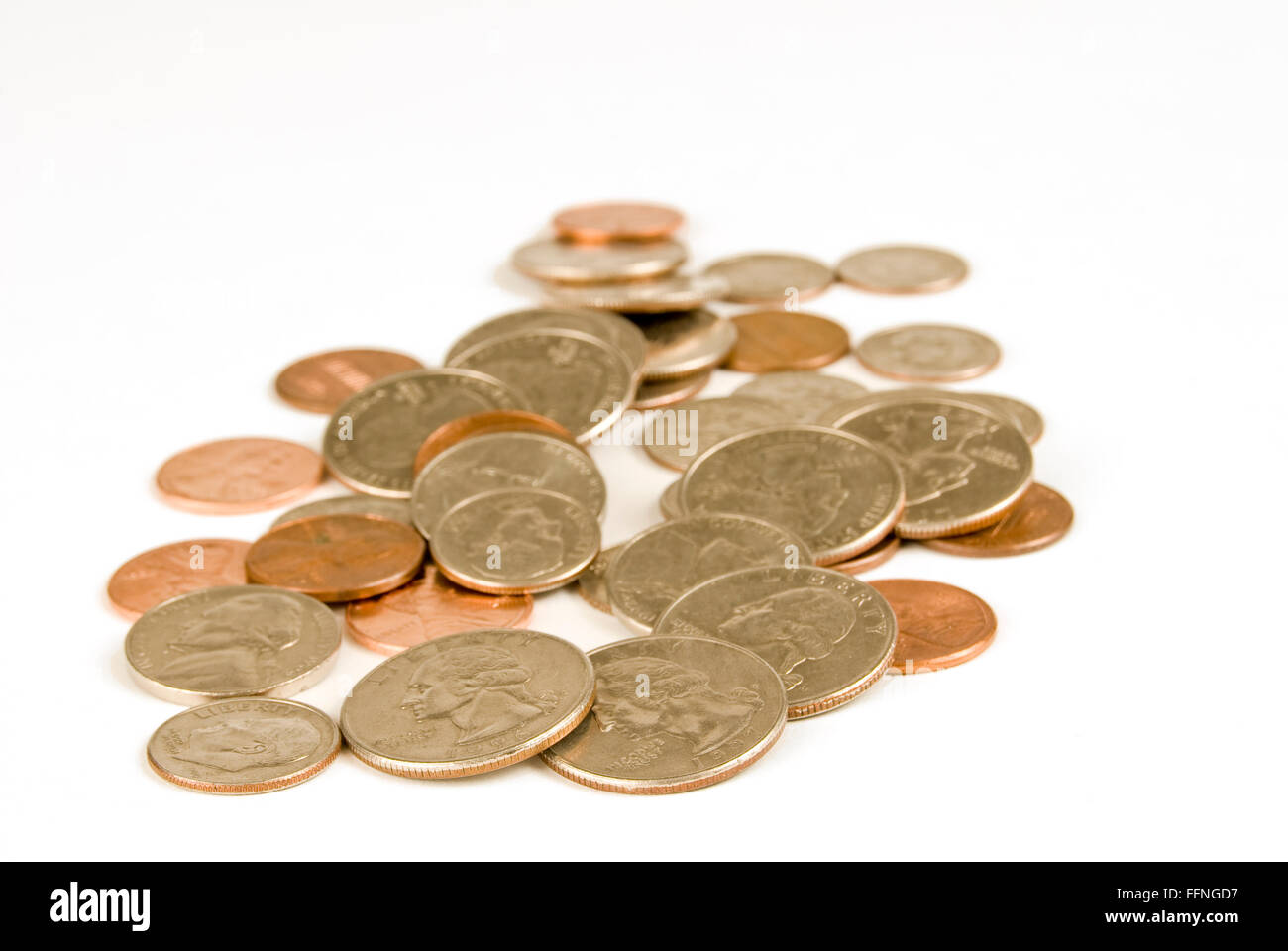 Monedas dispersas Foto de stock
