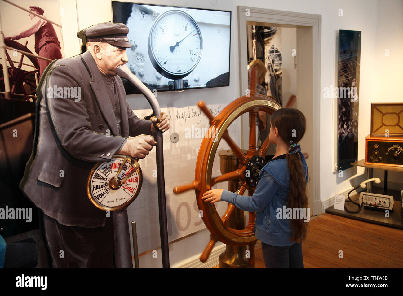 Envío, Elba Elbschifffahrtsmuseum museum, Lauenburg, Schleswig-Holstein, Alemania, Europa Foto de stock