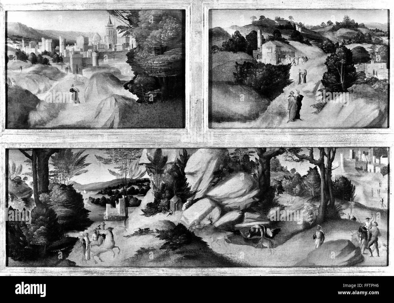 Escenas de una leyenda, c1515. /N'Scenes de una leyenda." Óleo sobre lienzo de Giovanni Larciani, c1515. Foto de stock