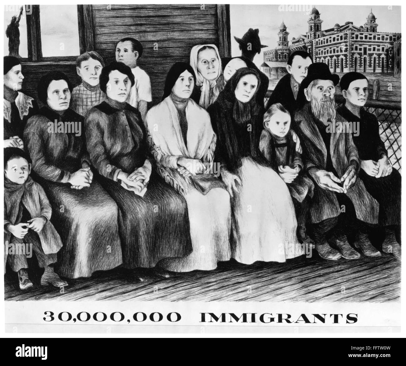 30 millones de inmigrantes. /NDrawing por Bernarda Bryson Shahn (1903-1904), c1935. Foto de stock