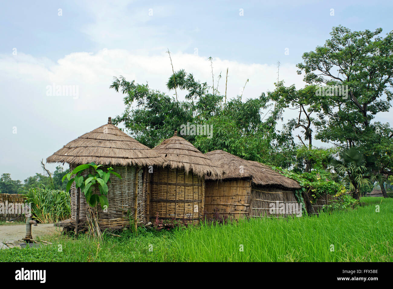 Cabañas en Heritage Village life , a Vaishali Kesariya, Bihar, India Foto de stock