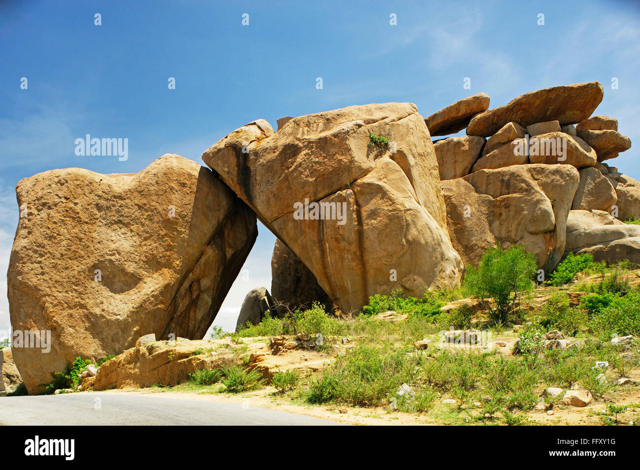 Hermana piedra , Hampi , Vijayanagar , Dist Bellary , Karnataka (India), Patrimonio Mundial de la UNESCO Foto de stock