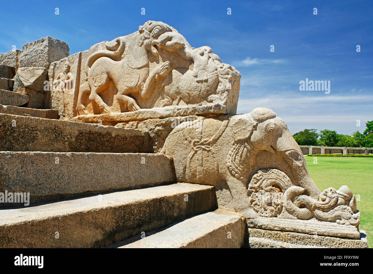 Mahanavami Didda , Hampi , Vijayanagar , Dist Bellary , Karnataka (India), Patrimonio Mundial de la UNESCO Foto de stock