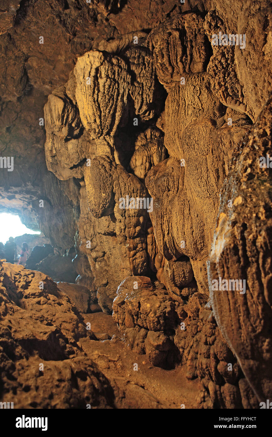 Cueva de Mawsmai con estalagmitas y estalactitas ; cueva de piedra caliza ; Cherrapunji ; Sohra ; Meghalaya ; India Foto de stock