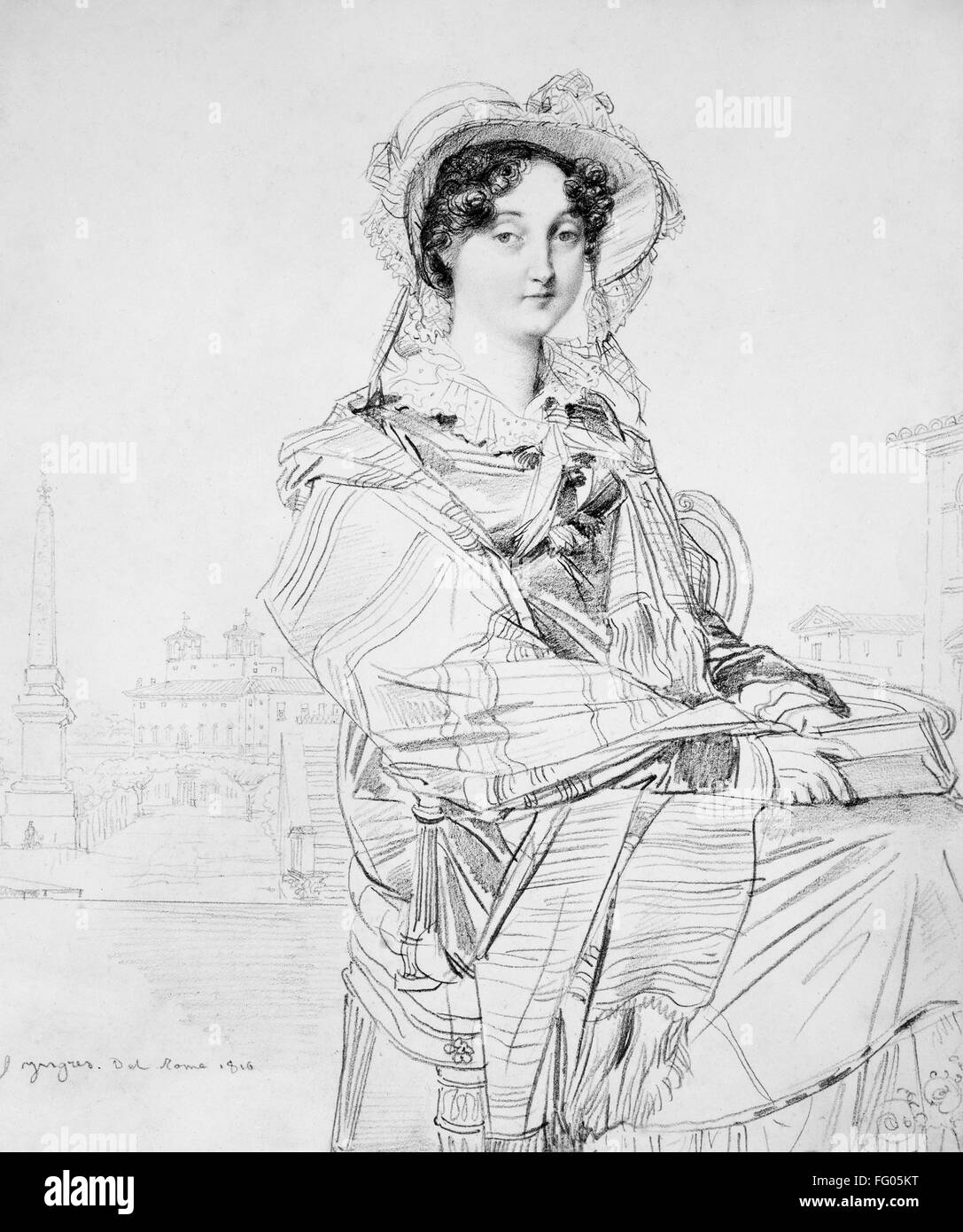 INGRES: Sra.. BADHAM, 1816. /NMrs. Charles Badham, un turista en Roma.  Dibujo a Lápiz, 1816, por Jean-Auguste-Dominique Ingres Fotografía de stock  - Alamy