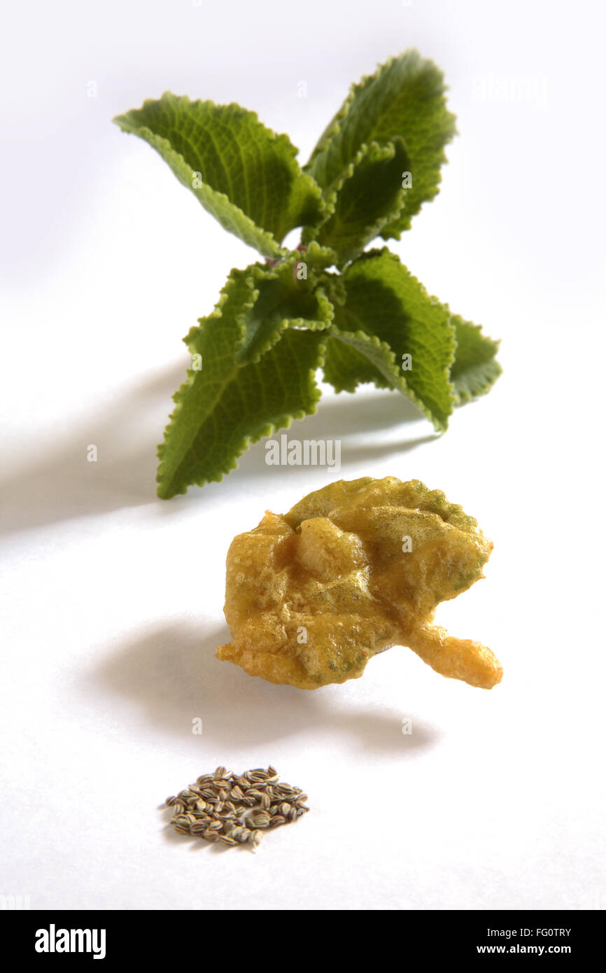 Cocina india arrancadores de comida rápida Ajwain Ke Patte Ka Pakoda