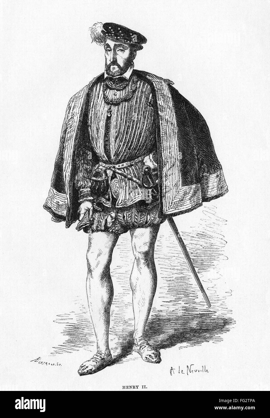 Enrique II (1519-1559). /NKing de Francia, 1547-1559. Grabado de línea, 1881. Foto de stock