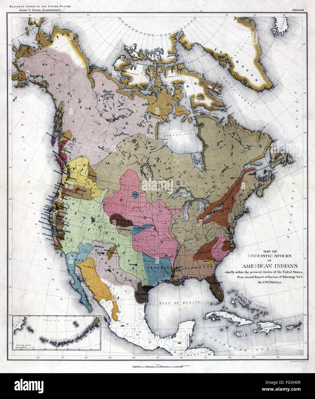 Mapa los indios americanos. /N'Map lingüístico de los stocks de los