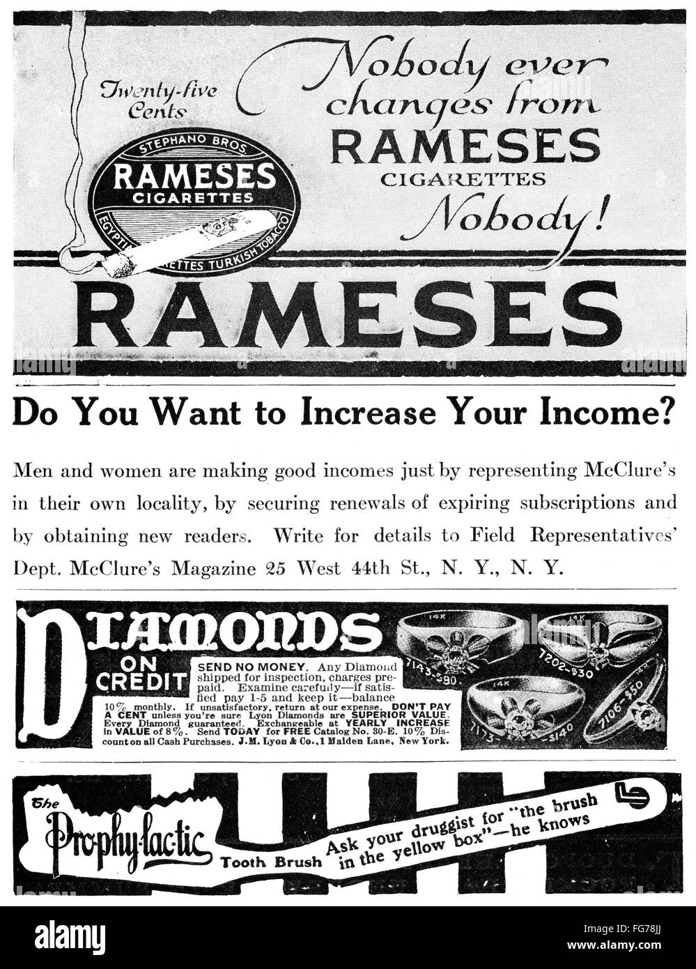 AD: RAMESES cigarrillos. /NAmerican publicidad de Ramesés cigarrillos, 1919. Foto de stock