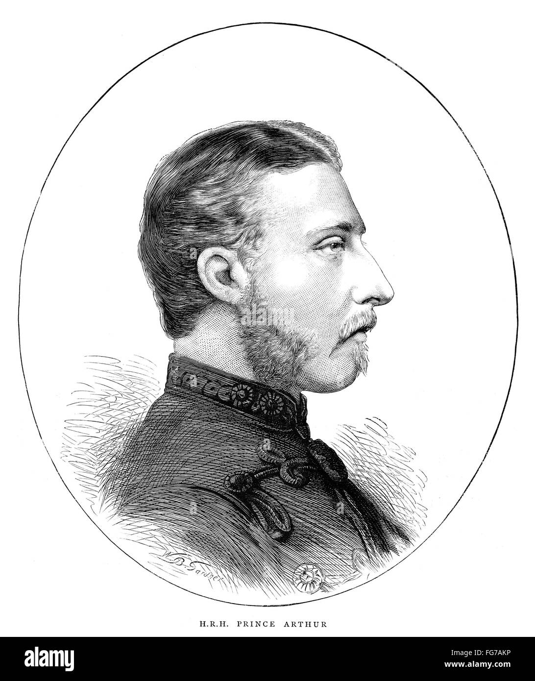 Duque de Connaught /n(1850-1942). El príncipe Arturo, Duque de Connaught y Strathearn. Grabado en inglés, 1872. Foto de stock