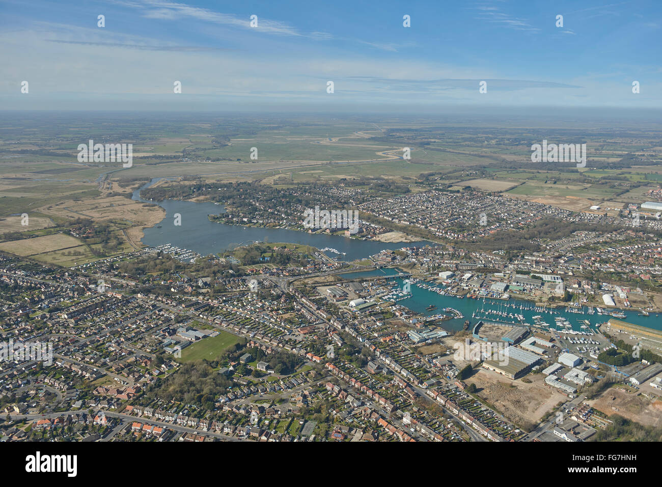 Una vista aérea de la ciudad costera de Lowestoft Suffolk Foto de stock